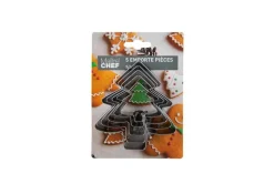 Ensemble de 5 emporte-pièces forme sapin en inox argent - les 3 pièces