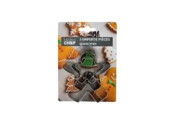 Ensemble de 3 emporte-pièces forme Gingerman en inox argent - les 3 pièces