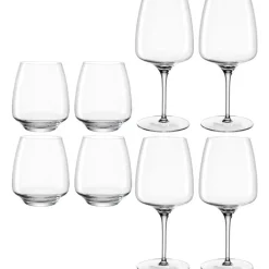 Ensemble de 4 verres à pied et 4 verres à eau transparent anti-choc Leonardo Cesti - les 8 pièces