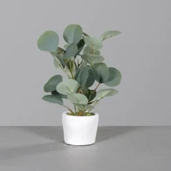 Eucalyptus vert artificiel en pot de grès gris - 68 cm