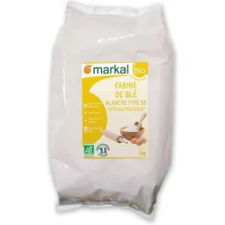 Farine de blé blanche pâtissière T55 bio en sac de 1 kg