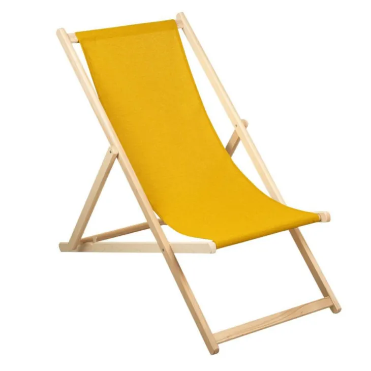 Fauteuil chilienne agrafée coloris jaune en coton - 132 x 55 x 35 cm