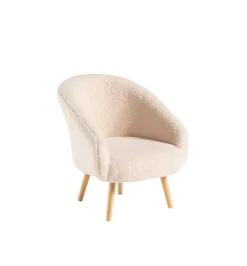 Fauteuil coloris écru en bois et coton polyester Clayton Petit-Prince - 66 x 70 x 72 cm