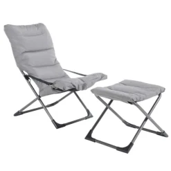 Fauteuil en aluminium et toile Oléfine gris Fiam Fiesta Soft - 86/99 x 62 cm