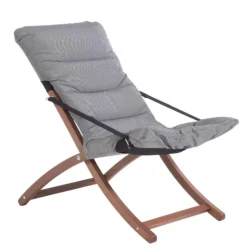 Fauteuil en bois et toile Oléfine gris Fiam Linda soft - 61/89 x 61 cm