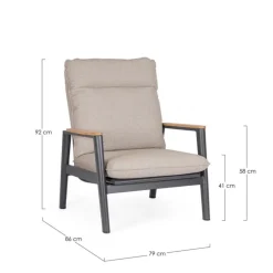 Fauteuil inclinable en aluminium anthracide Miguel Pélican