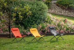 Fauteuil relax en aluminium graphite et toile textylène grise Easy - 127 x 61 x 28,5 cm