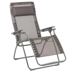 Fauteuil relax en tube acier titane et toile Batyline Graphite Lafuma Futura - 71 x 83 x 113 cm