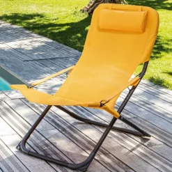 Fauteuil relax jaune 127 x 61 x 28,5 cm