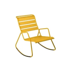Fauteuil rocking chair coloris jaune en acier Monceau - 68 x 78 x 88 cm