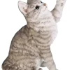 Figurine en résine chat gris jouant Riviera - 33 cm