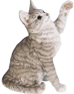 Figurine en résine chat gris jouant Riviera - 33 cm