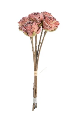 Fleur artificielle en papier 6 renoncules coloris rouge - H 28