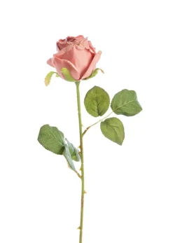 Fleur artificielle en papier tige de rose coloris rose - H 44 cm