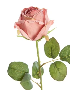 Fleur artificielle en papier tige de rose coloris rose - H 44 cm