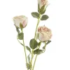 Fleur artificielle en papier tige avec 3 roses en bouton coloris blanc - H 61 cm