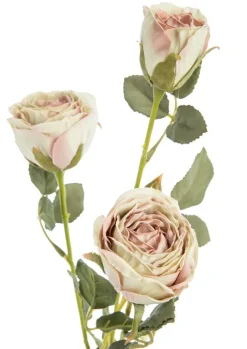 Fleur artificielle en papier tige avec 3 roses en bouton coloris blanc - H 61 cm