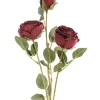 Fleur artificielle en papier tige avec 3 roses en bouton coloris rouge - H 61 cm