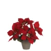Fleur artificielle poinsettia en pot coloris rouge - 27 cm