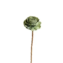 Fleur en bois de Sola et coco forme Gardénia - Ø 8 x H 51 cm