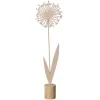 Fleur en fer beige sur support en bois - 12,5 x 5,5 x H 45 cm
