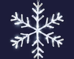 Flocon lumineux en acrylique à 30 micro-LED blanc froid et câble argent sur piles - Ø 36 cm