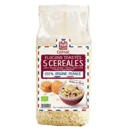 Flocons 5 céréales toastés bio en sachet de 500 g