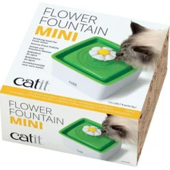 Fontaine à eau pour chat blanche et verte Flower Mini 2.0 Catit - 1,5 L