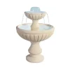 Fontaine décorative à deux vasques ton blanc avec pompe Hairie Grandon - Ø 76 x H 98 cm