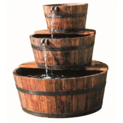 Fontaine Edinburgh avec 3 tonneaux de bois Ø32/46/59x72 cm