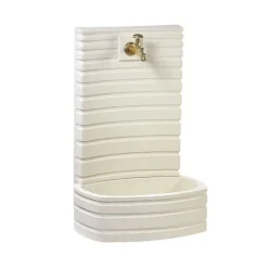 Fontaine murale à dosseret en pierre reconstituée ton blanc Hairie Grandon - 91 cm