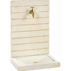Fontaine murale contemporaine en pierre reconstituée ton blanc Hairie Grandon petit modèle - 65 cm