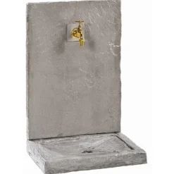 Fontaine murale en béton ciré aspect ardoisé gris zinc Hairie Grandon - 65 cm