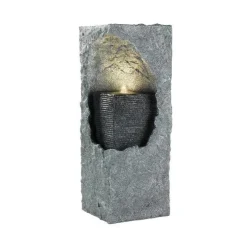Fontaine murale en polyrésine coloris gris - 29 x 29 x 74 cm