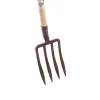 Fourche à bêcher dents spatulées manche béquille bois 133 cm
