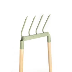 Fourche écologique à 4 dents en métal vert amande et manche bois botanic®