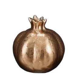 Fruit de grenadier en résine marron clair brillant - 14 x 13 x 14,5 cm