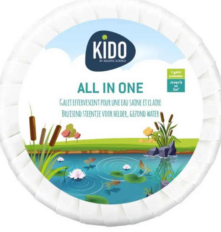 Galet effervescent pour eau saine et claire bassin de jardin Aquatic Science Kido All in One - 260 g
