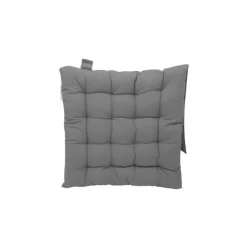 Galette de chaise unie coloris gris en coton - 40 x 40 x 5 cm
