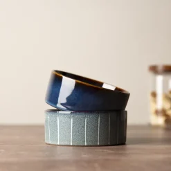 Gamelle pour chien en grès coloris gris avec rayures Reactive Glaze Scruffs - 13 x 13 x 5 cm