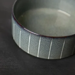 Gamelle pour chien en grès coloris gris avec rayures Reactive Glaze Scruffs - 13 x 13 x 5 cm