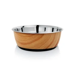 Gamelle pour chien et chat bois mat et inox Tyrol – 950 ml
