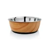 Gamelle pour chien et chat coloris bois mat et inox Tyrol – 1900 ml