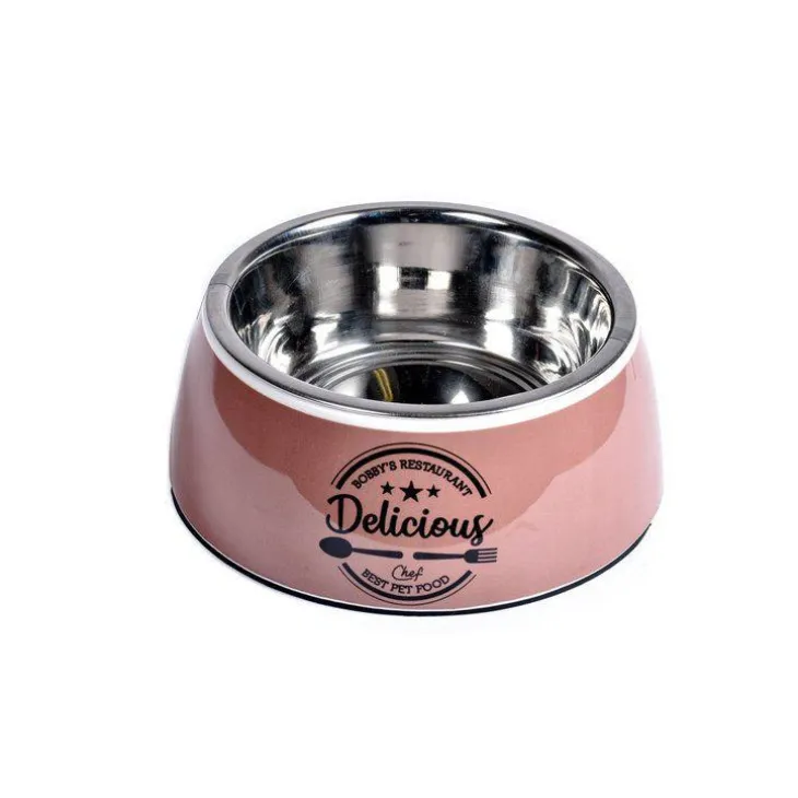 Gamelle pour petit chien et chat coloris rose en mélamine Bobby Delicious – Taille XS