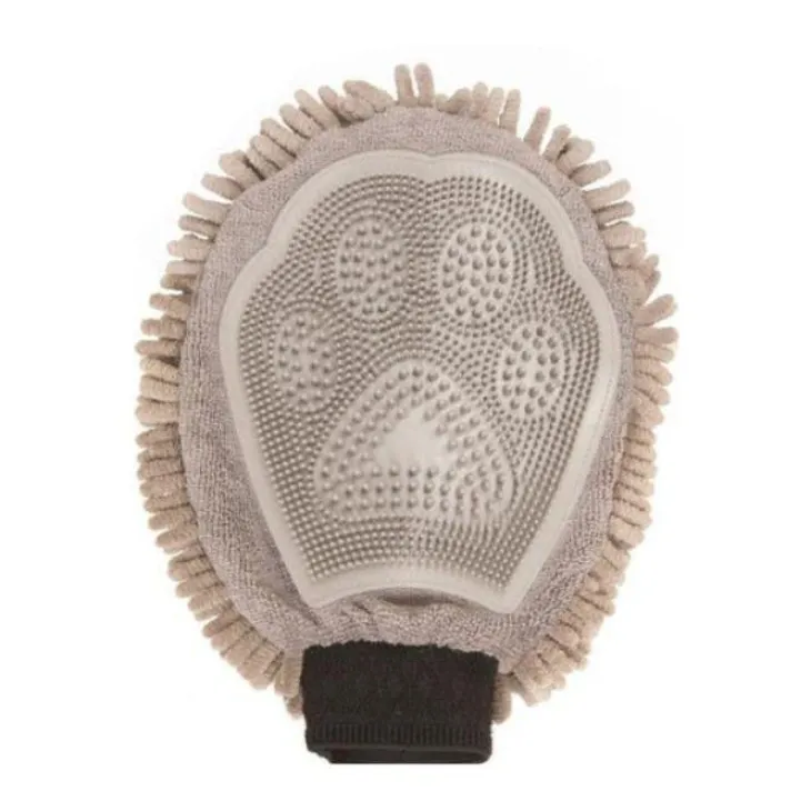 Gant de toilettage gris - 25 x 18 cm