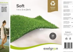 Gazon synthétique Soft 25mm recyclable coloris vert Exelgreen - 2 x 3 m