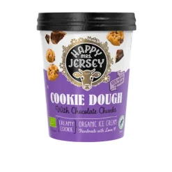 Glace vanille avec pâte à cookie bio en pot Happy Mrs Jersey Cookie dough - 480 ml