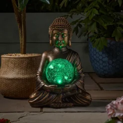 Globe solaire Buddha coloris transparent effet blanc froid Smartgarden - 36,5 x 26 x 22 cm