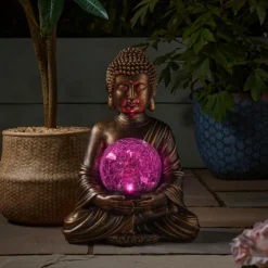 Globe solaire Buddha coloris transparent effet blanc froid Smartgarden - 36,5 x 26 x 22 cm