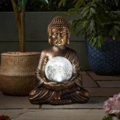 Globe solaire Buddha coloris transparent effet blanc froid Smartgarden - 36,5 x 26 x 22 cm